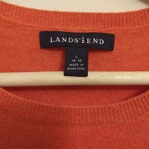 Land's End Orange Cashmere short sleeve sweater